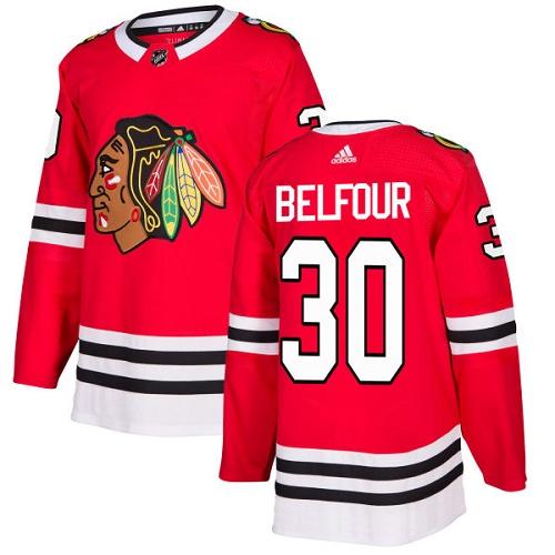 Adidas Blackhawks #30 ED Belfour Red Home Authentic Stitched NHL Jersey - Click Image to Close